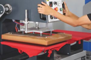 Commercial heat press for DTF apparel decoration