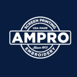 Custom apparel screen-printer Ampro logo