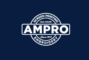 Custom apparel screen-printer Ampro logo