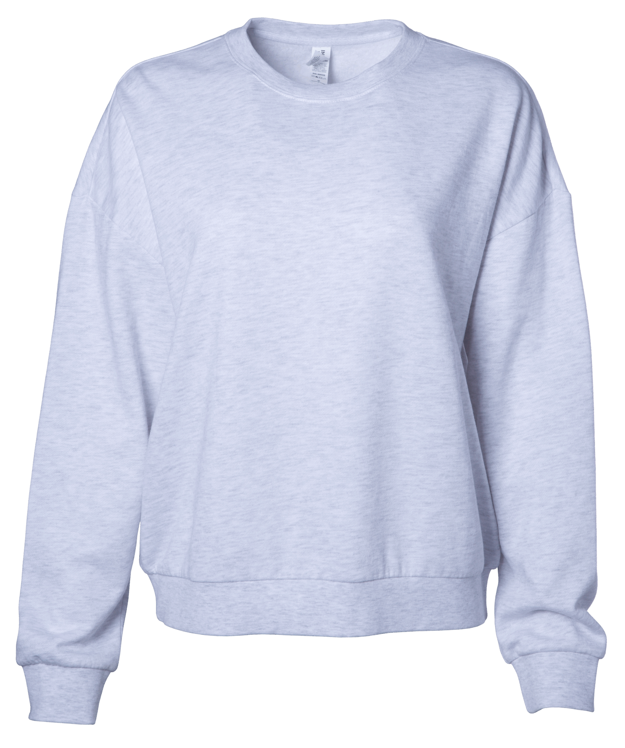 Independent Trading Co. PRM2700 women’s California Wave Wash Sunday Crew fleece sweatshirt in ash heather, featuring boxy fit and print-ready surface.