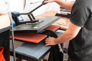 Heat press custom decoration of a T-shirt