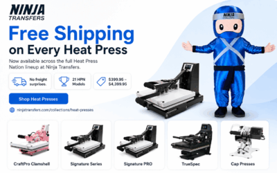 Ninja Transfers Adds Free Shipping on All Heat Press Nation Heat Presses
