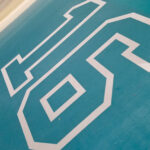 Screen-printing stencil with tight mesh tension producing sharp edges and detailed print registration.