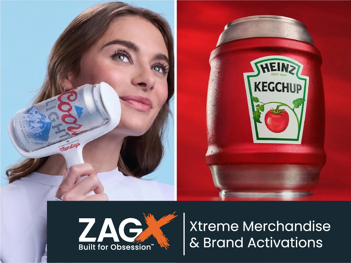 Promotional image highlighting ZAGX, Zagwear’s new studio for custom branded merchandise, experiential marketing activations and large-scale fabrication projects.