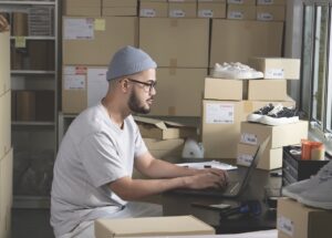 Taking holiday orders at a custom decorated apparel shops