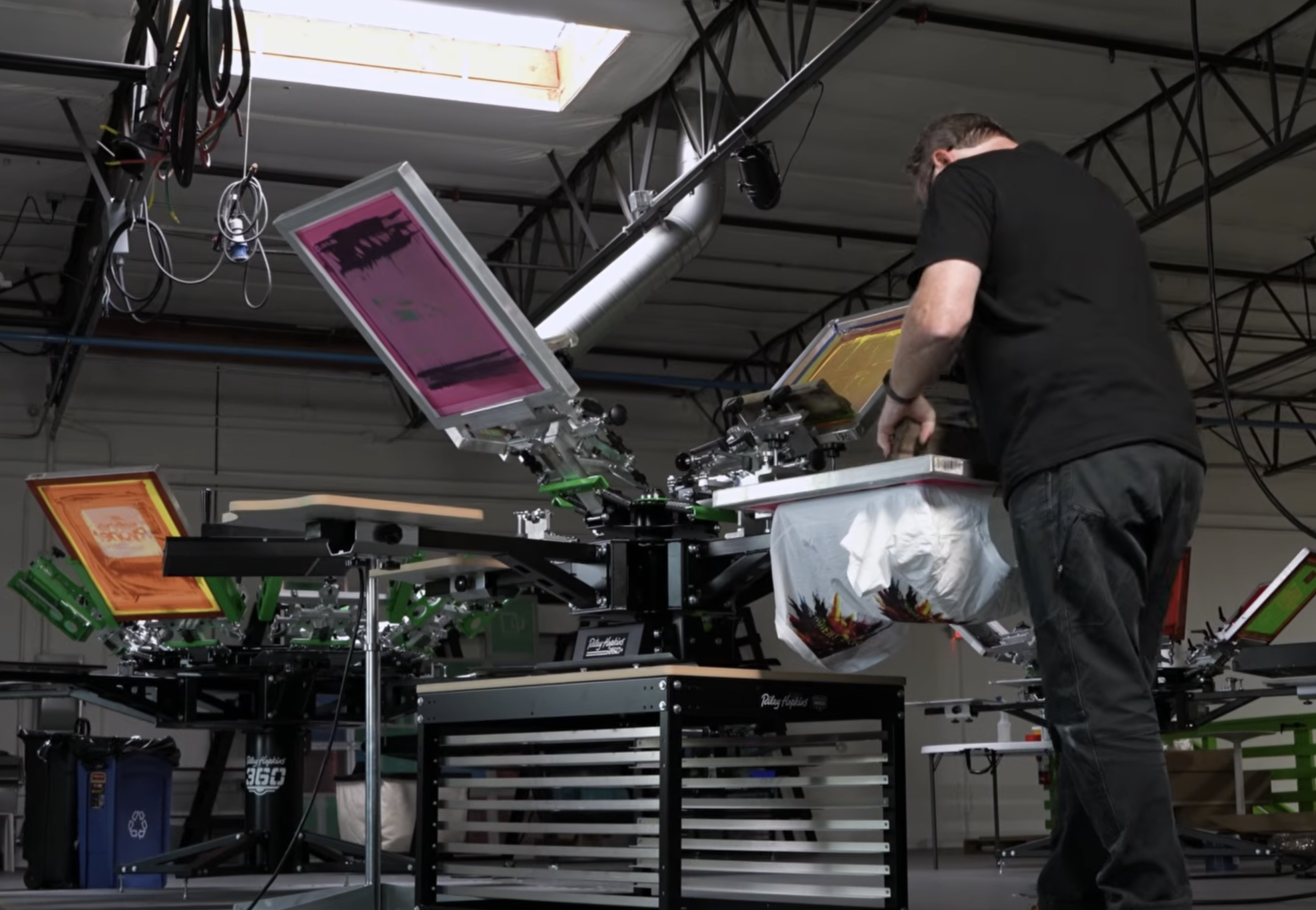 Riley Hopkins 250+ custom decorated T-shirts and apparel Screen-Printing Press