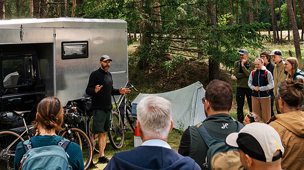 Atlantis Headwear and Thru Hiking representatives gather with outdoor enthusiasts at Trail Days Europe 2026