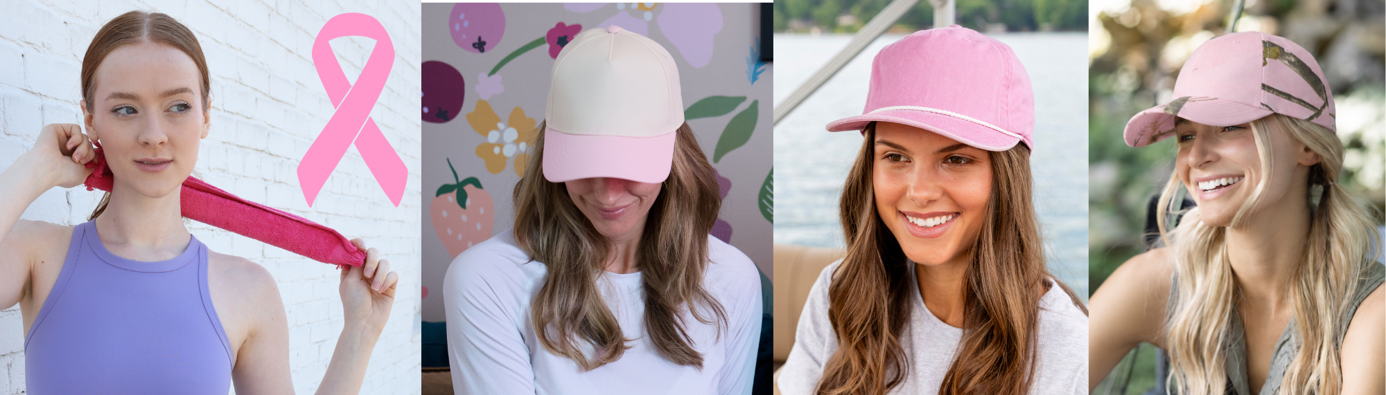 Pink promotional headwear for Breast Cancer Awareness Month and Pinktober campaigns from Sportsman Cap & Bag